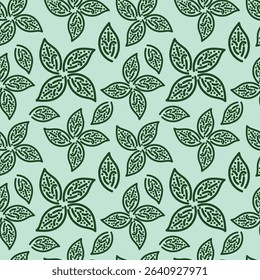 textile design with cute silhouette foliage pattern image
