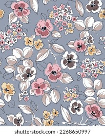 textile design with decorative flower pattern image