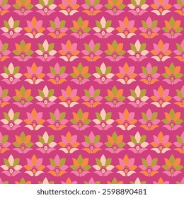 Textile design with decorative flower pattern. Vector illustration