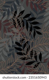 textile design with decorative foliage pattern image