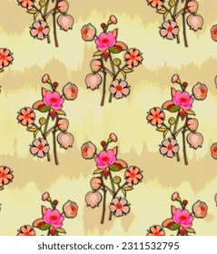 Textile Design Digital Border and Motif handmade drown 