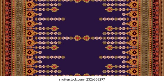 Textile Design Digital Border and Motif print on fabric