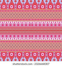 Textile Design Digital Border and Motif print on fabric