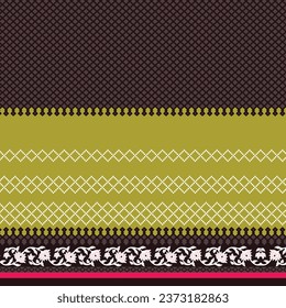Textile Design Digital Border and Motif
