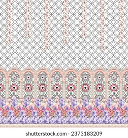 Textile Design Digital Border and Motif