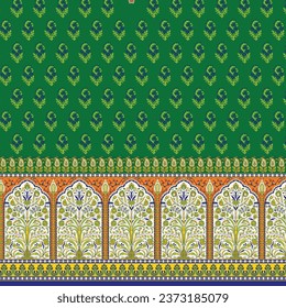 Textile Design Digital Border and Motif