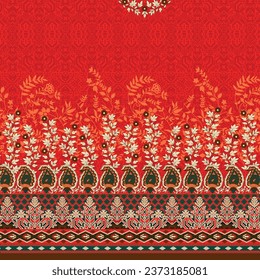 Textile Design Digital Border and Motif