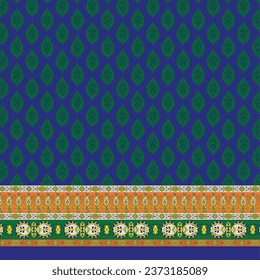 Textile Design Digital Border and Motif