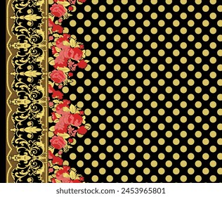 Textile Design Digital Border And Motif
