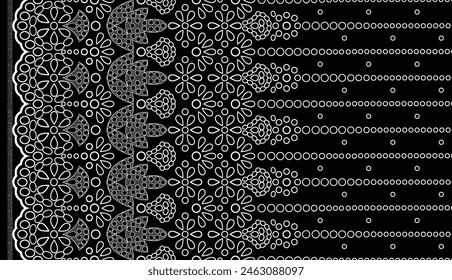 Textile Design Digital Border And Motif