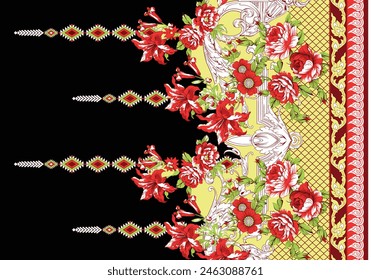 Diseño Textil Digital Borde Y Motivo