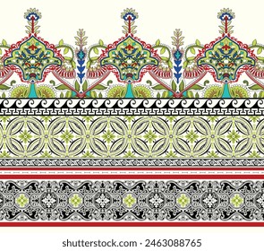 Diseño Textil Digital Borde Y Motivo
