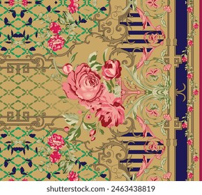 Diseño Textil Digital Borde Y Motivo