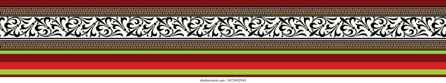 Textile Design Digital Border And Motif