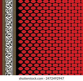 Textile Design Digital Border And Motif