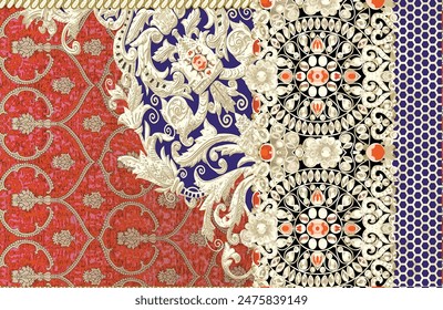 Diseño Textil Digital Borde Y Motivo