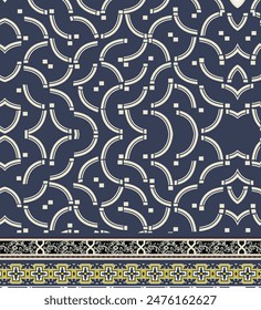 Textile Design Digital Border And Motif