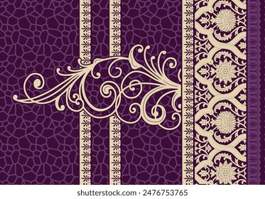 Textile Design Digital Border And Motif