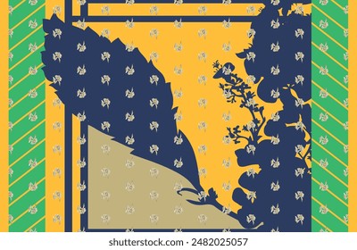 Textile Design Digital Border And Motif
