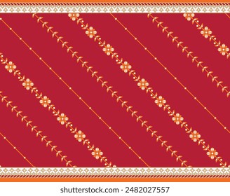 Textile Design Digital Border And Motif