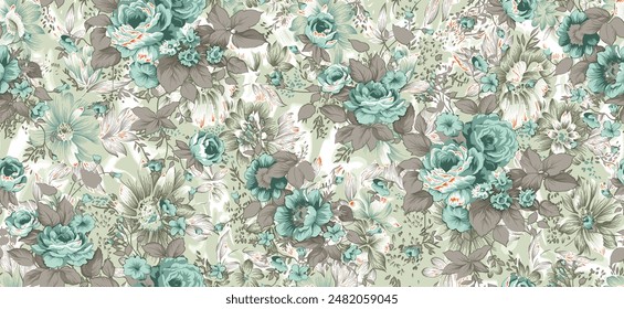 Textile Design Digital Border And Motif