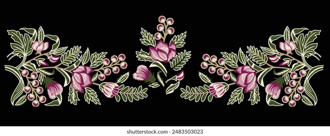 Textile Design Digital Border And Motif