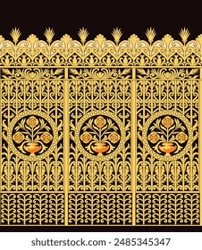Textile Design Digital Border And Motif