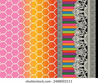 Textile Design Digital Border And Motif