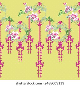 Textile Design Digital Border And Motif