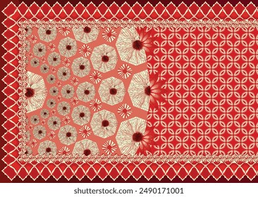 Textile Design Digital Border And Motif