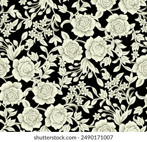 Textile Design Digital Border And Motif