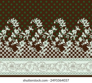 Textile Design Digital Border And Motif