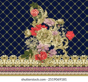 Diseño Textil Borde Y Motivo Digital