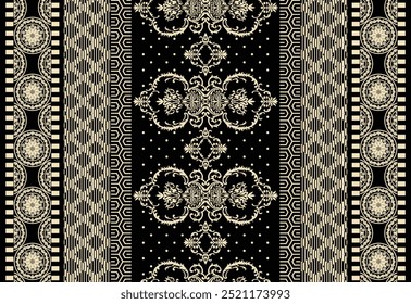 Textile Design Digital Border And Motif