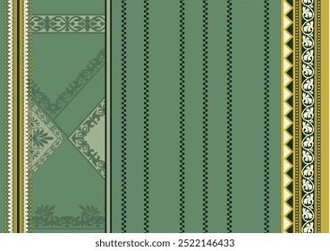 Textile Design Digital Border And Motif
