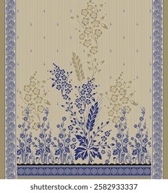 Textile Design Digital Border and Motif