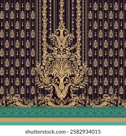 Textile Design Digital Border and Motif