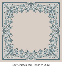 Textile design for elegant scarf in Baroque style with intricate elements
