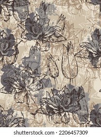 textile design with flower abstract  pattern image