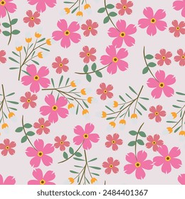 textile design, flowers branch botanic solid background pattern allover repeats seamless natural color ,fabric wrapper print ,spring summer