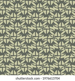 Textile design with geometric components, made in shades of gray, from a few signs and arrowheads. Wallpaper pattern texture.