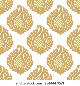 diseño textil diseño geométrico sin costura floral y paisley con contorno geométrico. tejer vista jacquard 