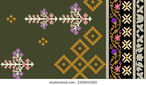 Textile design motif patterns ikat rugs paisley print on fabric 