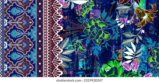 Textile design motif patterns traditional thai baroque abstract vintage luxury flowers suitable for women clothing wallpapers and gift cards