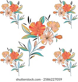 Textile Design Pattern Digital Motif Design Illustration work for textile print flowers roses, floral texture.