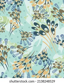 textile design with peacock feather pattern