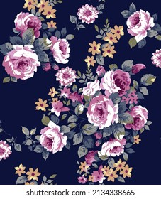 textile design with rose flower pattern