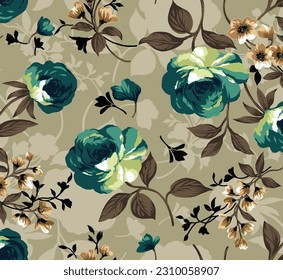 textile design with rose flower pattern image