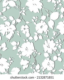 textile design with silhouette floral pattern