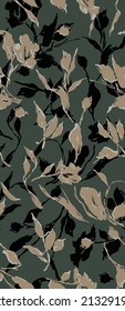 textile design with silhouette floral pattern